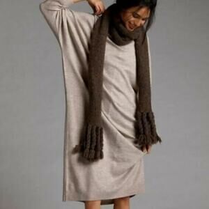 Anthropologie Sweater Beige Oversized Midi Dress - New - Small